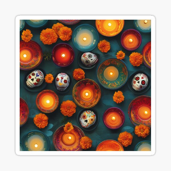 Item preview, Día de los Muertos candles designed and sold by MidArtForge.