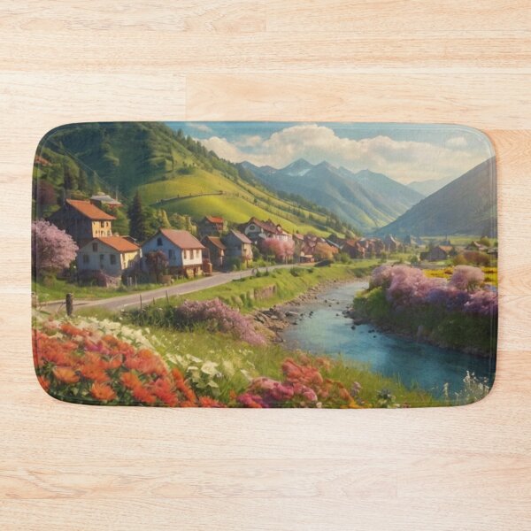 Item preview, The Meadow Village by the Mountain River designed and sold by BlareBlare.