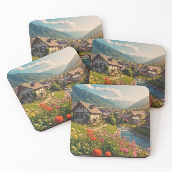 Item preview, Mountain View and Flowers in the Village designed and sold by BlareBlare.