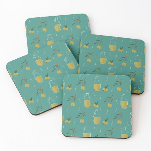 Item preview, Olives and olive oil on blue designed and sold by reneesillus.