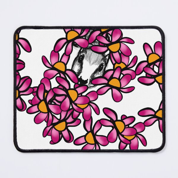 Item preview, Black and white drawing of a squirrel looking up at a bush of pink flowers. designed and sold by nongsao4.