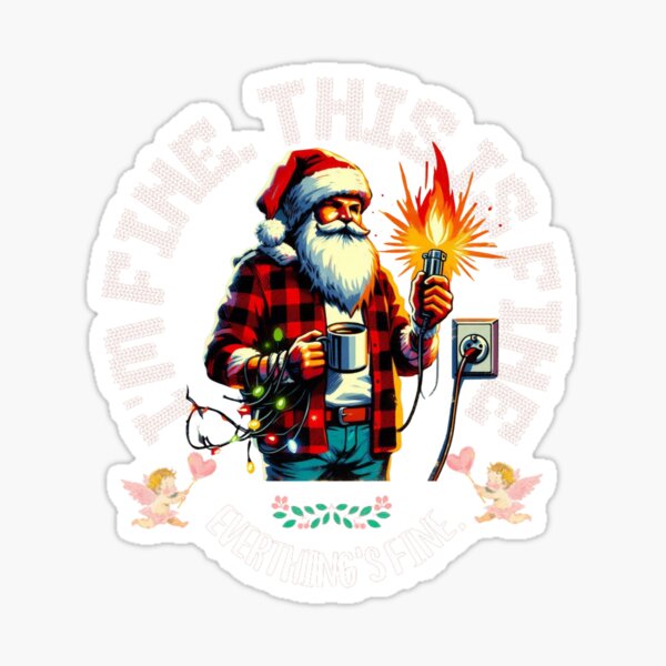 Vista previa del artículo con la obra «Camiseta clásica con luces navideñas "Santa, estoy bien, todo está bien"», diseñado y vendido por inkfluenceart.
