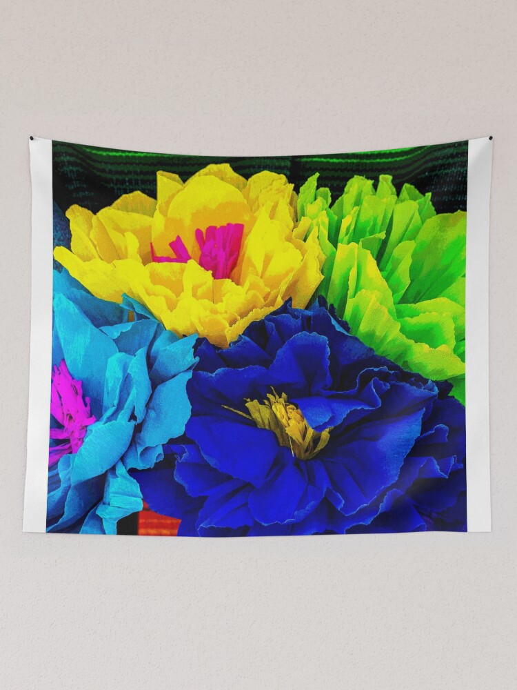 Folklorico Mexican Paper Flowers - 3 Tapestry for Sale by William E Lopez