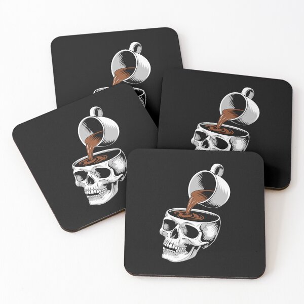 Item preview, Coffee Lover Skull Art with Surreal Dark Goth Gothic Humor Twist designed and sold by w1ckerman.