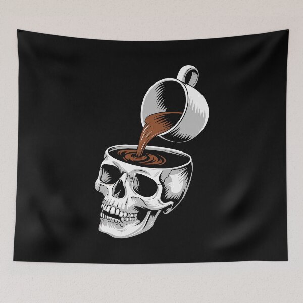 Item preview, Coffee Lover Skull Art with Surreal Dark Goth Gothic Humor Twist designed and sold by w1ckerman.