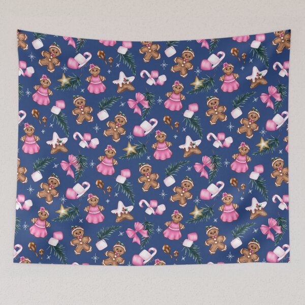 Item preview, Blue and Pink gingerbread, Christmas cookies pattern designed and sold by milyblooms.