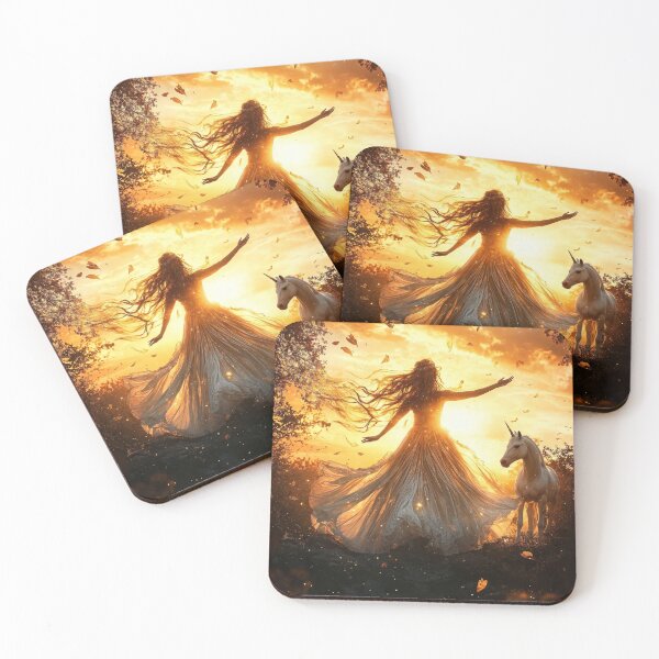 Item preview, Ethereal Dance with a Unicorn at Sunset designed and sold by LemurianPortals.