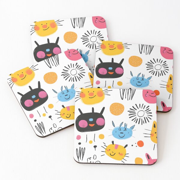 Item preview, Cute Doodle Animal Faces Pattern - Happy Cartoon Design   designed and sold by Soul-Sparks.
