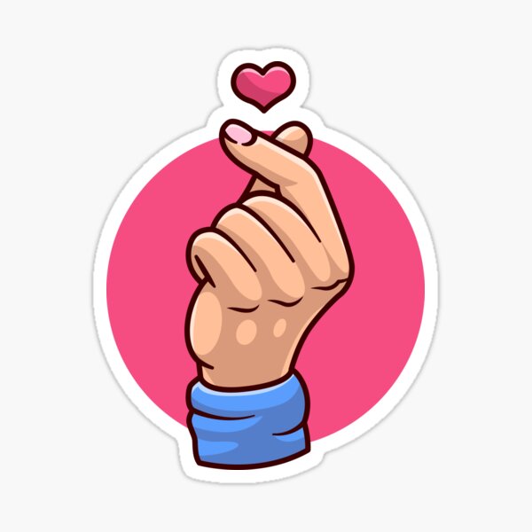 Vista previa del artículo con la obra «Arte lindo del gesto del dedo del corazón del amor coreano», diseñado y vendido por Retr0Tshirts.