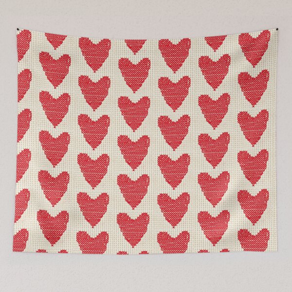 Item preview, Hand Drawn Red Cross Stich Heart designed and sold by Victoria Rose.