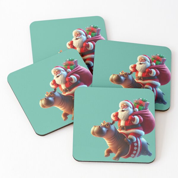 Item preview, Moo Deng Santa's Hippo Ride - Festive Christmas Hippo with Santa Claus designed and sold by Pimfonult.