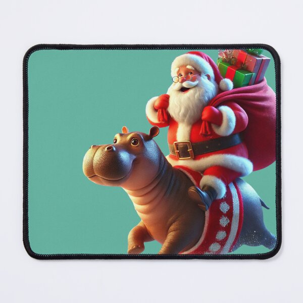 Item preview, Moo Deng Santa's Hippo Ride - Festive Christmas Hippo with Santa Claus designed and sold by Pimfonult.