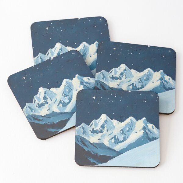 Item preview, Mountains Snow Starry Sky Blue Night Winter I designed and sold by ArtHouseNiklas.