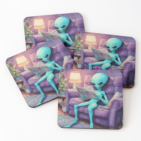 Item preview, Alien - Slouchy blue and purple dude designed and sold by Shopatmarlow.