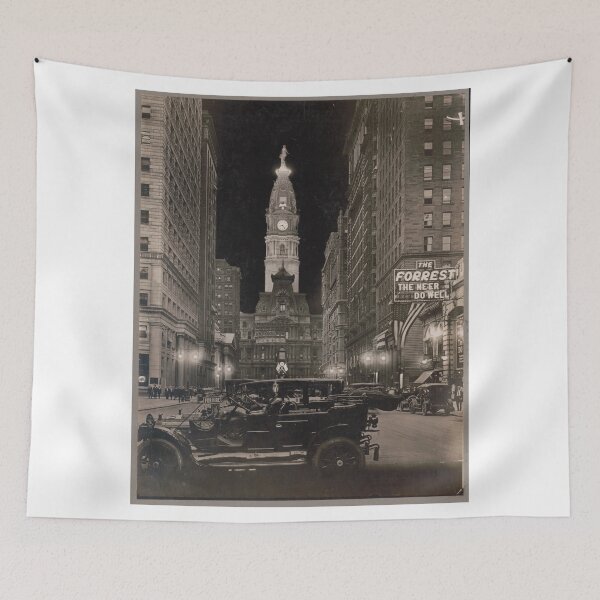 Item preview, Night view, Broad St., Philadelphia, Pennsylvania  designed and sold by vintageskylines/vintagemaps.