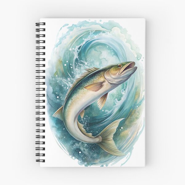 Item preview, Watercolor ocean waves and fish designed and sold by AhArtMe.
