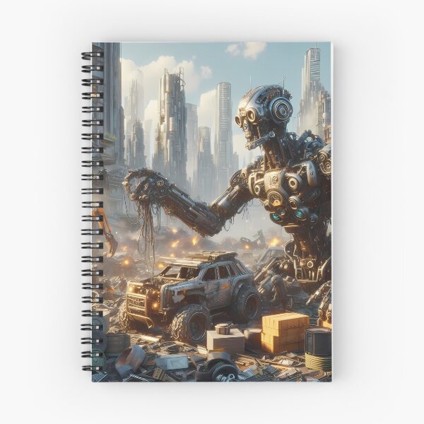 Item preview, Steampunk Robots Rebuilding Earth - perfect Sci-fi gift designed and sold by Scandinavian-Ai.