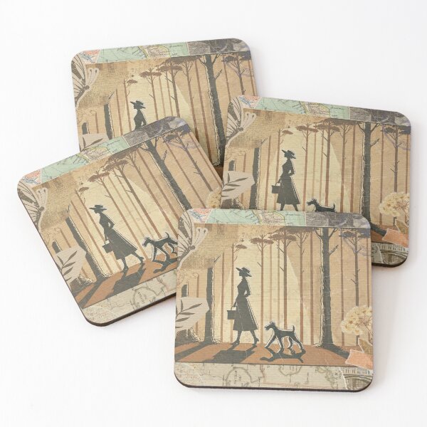Item preview, Vintage Postcard - Woman Walking in the Woods with her Terrier  designed and sold by silhouettedogs.
