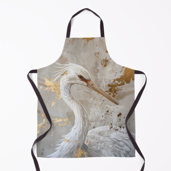 Item preview, Beige and Gold Japanese White Crane Artwork designed and sold by IuliiaArtPrints.