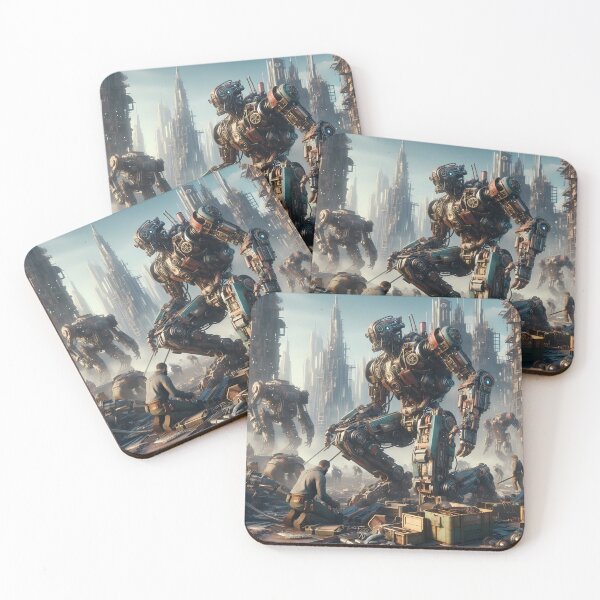 Item preview, Steampunk Robots Rebuilding Earth - perfect Sci-fi gift designed and sold by Scandinavian-Ai.