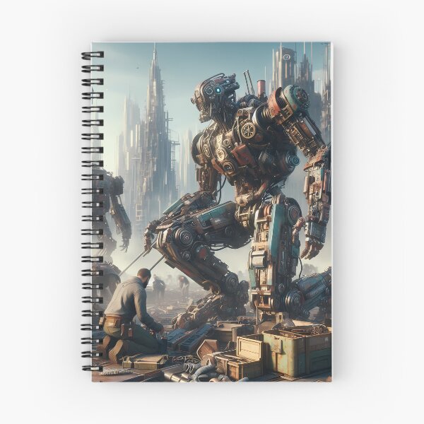 Item preview, Steampunk Robots Rebuilding Earth - perfect Sci-fi gift designed and sold by Scandinavian-Ai.