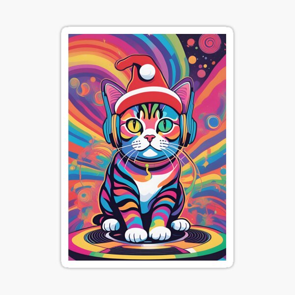 Cats enjoying music and Christmas Sticker