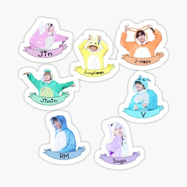 BTS Sticker Set Kigurumi - Verificar descripción Pegatina
