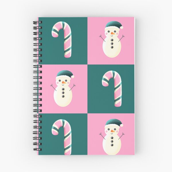 Item preview, Christmas Pattern Candy Cane Snowman Pink Dark Cyan designed and sold by Guided by Light Art.