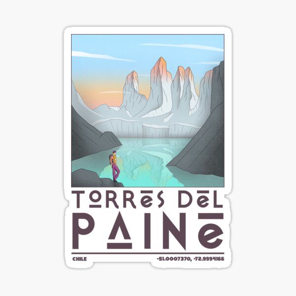 Item preview, Torres del Paine Art Print – Chilean Patagonia Travel Poster designed and sold by JDP--Designs.