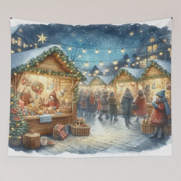 Item preview, Experience the magical Christmas market in watercolor – artwork, crafts and festive atmosphere for the whole family designed and sold by FotoworldEdel.