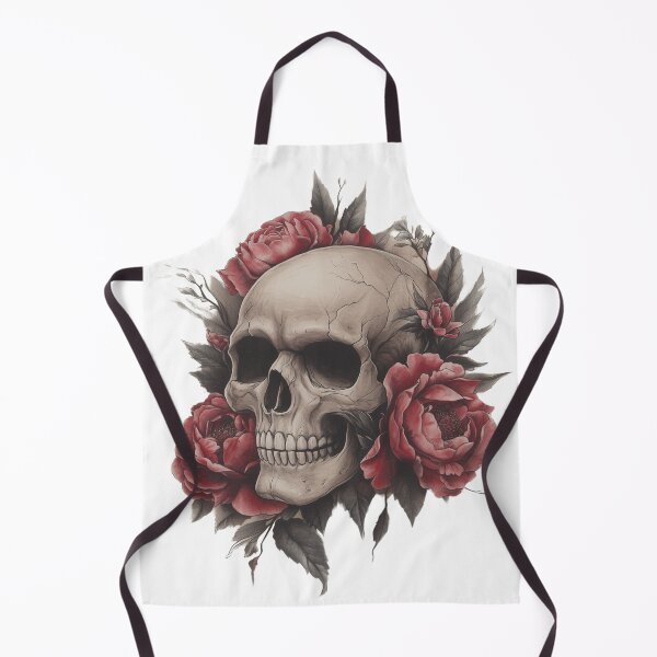 Item preview, Skull with Flowers in Gothic Style designed and sold by ThaiArtShop.