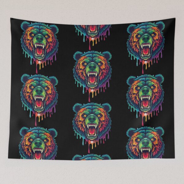 Item preview, 08 Evil colorful pop art bear colorful paint drops sharp teeth designed and sold by Margarita-Art.