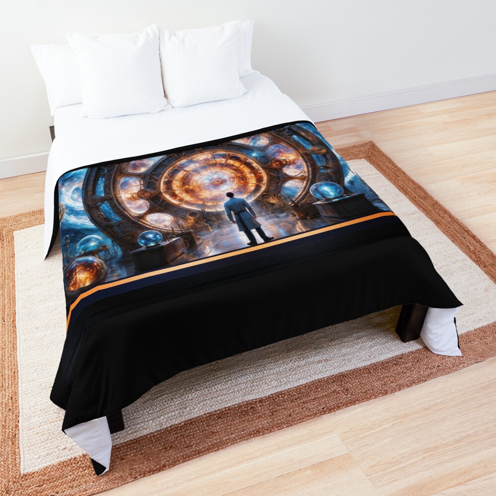 A Scientist Trans-Dimensional View Of The Cosmos Through A Celestial Portal AI Concept Art by Xzendor7 | An Astounding Machine 3 A Scientist Trans-Dimensional View Of The Cosmos Through A Celestial Portal Breathtaking AI Concept Art by Xzendor7 Decorative Art Print Comforter