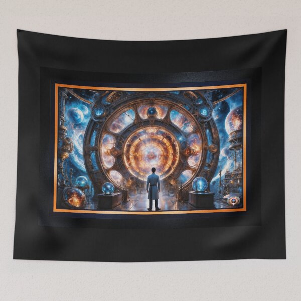 Item preview, A Scientist Trans-Dimensional View Of The Cosmos Through A Celestial Portal Breathtaking AI Concept Art by Xzendor7 designed and sold by Xzendor7 Digital Art Creations.