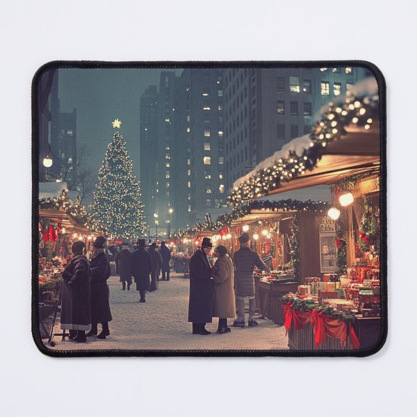 Item preview, Festive Christmas Market Painting Cozy Stalls Decorated City designed and sold by The Art of Kkatarynka.