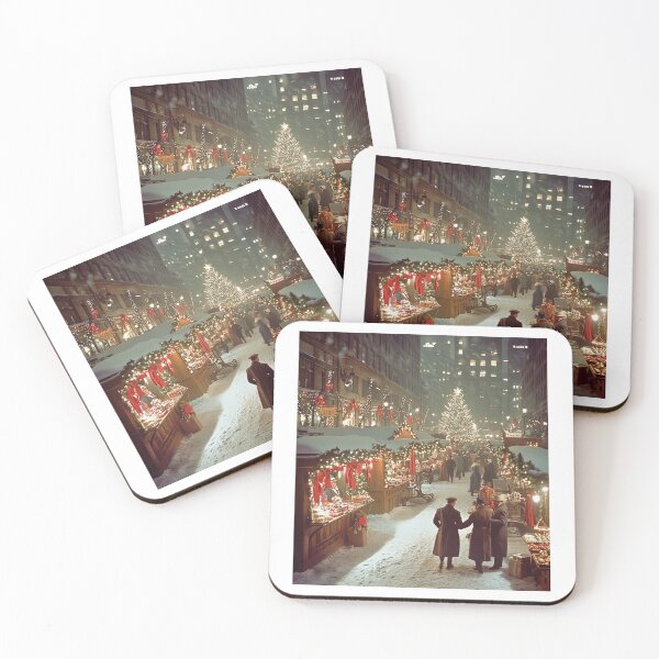Item preview, Festive Christmas Market Painting Cozy Stalls Decorated City designed and sold by The Art of Kkatarynka.