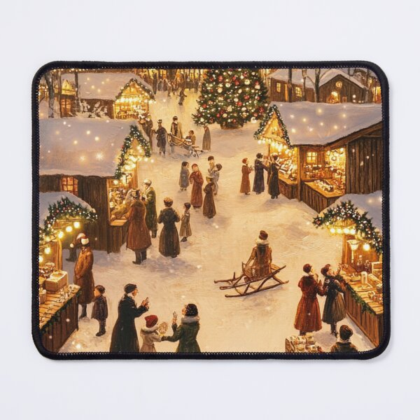 Item preview, Festive Christmas Market Painting Cozy Stalls Decorated City designed and sold by The Art of Kkatarynka.