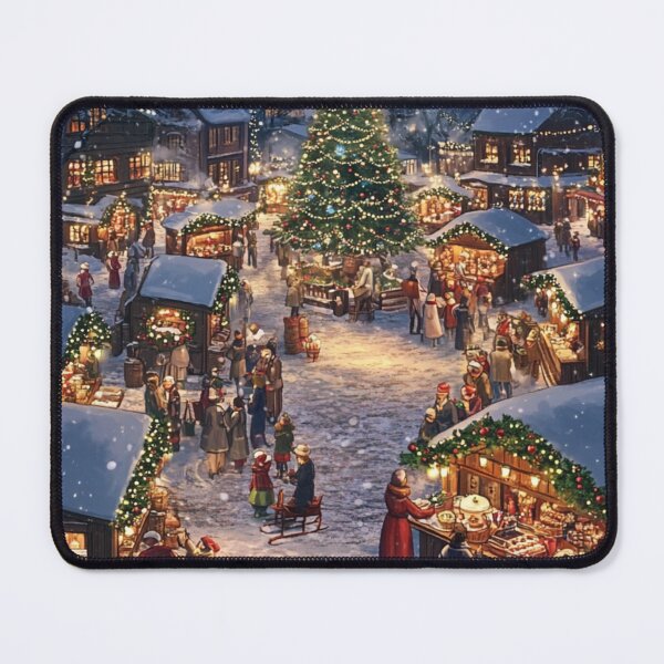 Item preview, Festive Christmas Market Painting Cozy Stalls Decorated City designed and sold by The Art of Kkatarynka.