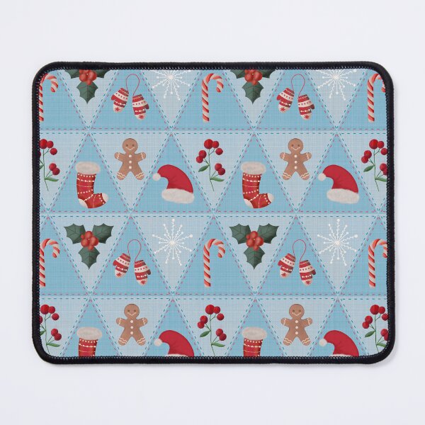 Item preview, Traditional Patchwork Quilting with Beloved Christmas Motifs, soft sky and pastel blue backdrop designed and sold by IrenicBears.