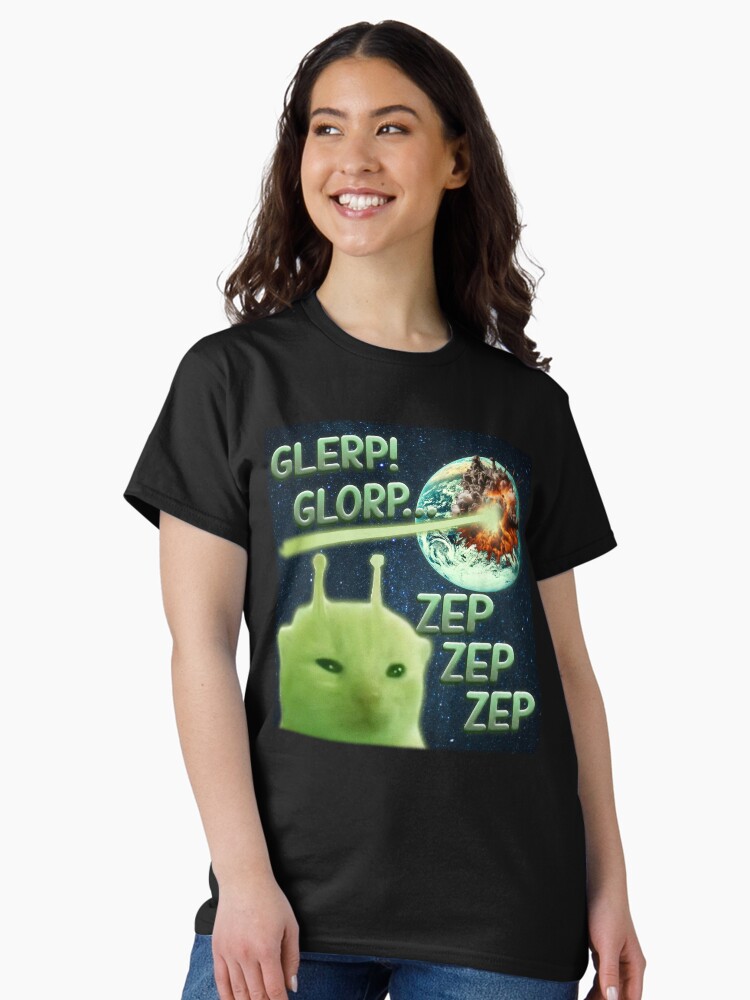 Thumbnail 2 of 7, Classic T-Shirt, Glorp Funny Alien Cat Brainrot Meme designed and sold by MemishDesign.