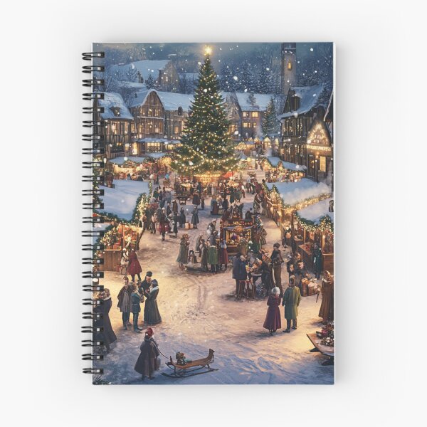 Item preview, Festive Christmas Market Painting Cozy Stalls Decorated City designed and sold by The Art of Kkatarynka.