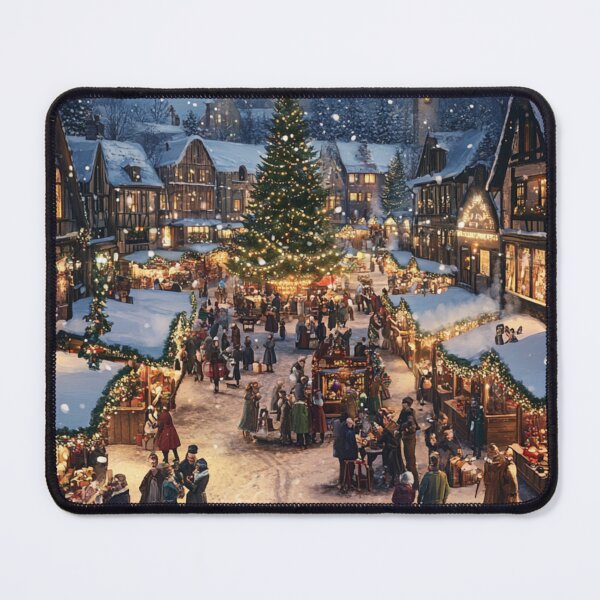 Item preview, Festive Christmas Market Painting Cozy Stalls Decorated City designed and sold by The Art of Kkatarynka.