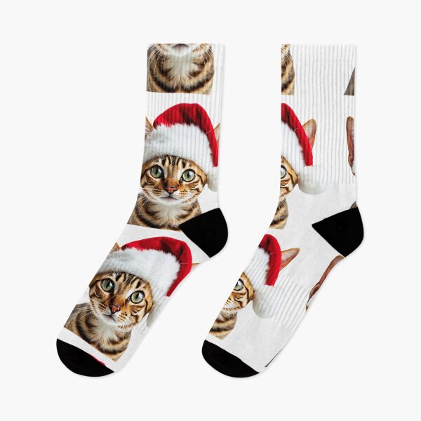 Item preview, Funny Savannah cat wearing Christmas hat designed and sold by LazyOwlStore.