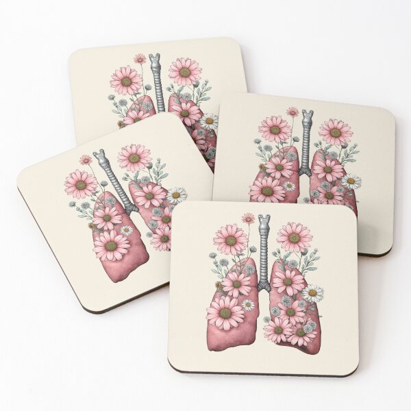 Artikelvorschau, Jeder Atemzug zählt, Lungen mit Gänseblümchen, Blumen und Pflanzen und Zweigen, Mukoviszidose, Krebsbewusstsein, Blüten, Blumen, Anatomie, Aquarell entworfen und verkauft von Collagedream.