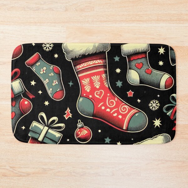 Item preview, Christmas Pattern red socks ,Christmas Seamless Pattern,holiday pattern,Christmas Vintage Art designed and sold by Expressions-Sel.