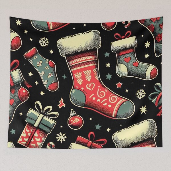 Item preview, Christmas Pattern red socks ,Christmas Seamless Pattern,holiday pattern,Christmas Vintage Art designed and sold by Expressions-Sel.