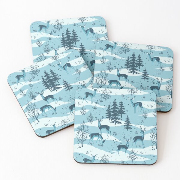 Item preview, Vintage Blue Winter Wonderland Deer in Forest designed and sold by tanjica.