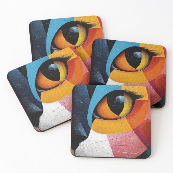 Artikelvorschau, Abstraktes buntes Katzenporträt im geometrischen Stil entworfen und verkauft von ObjCrea123.