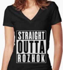Straight Outta Rozhok Women's Fitted V-Neck T-Shirt