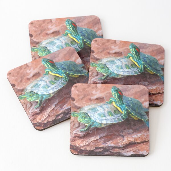 Item preview, Oil painting of two turtles sitting on a rock. designed and sold by KinImageCraft.